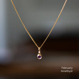 Small Birthstone Drip Pendant in Yellow Gold