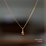 Small Birthstone Drip Pendant in Yellow Gold
