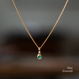 Small Birthstone Drip Pendant in Yellow Gold