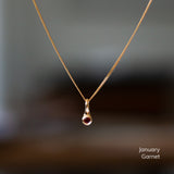 Small Birthstone Drip Pendant in Yellow Gold