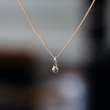 Small Medium Blue Montana Sapphire Drip Pendant in Yellow Gold