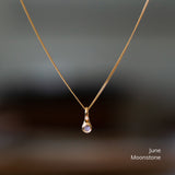 Small Birthstone Drip Pendant in Yellow Gold