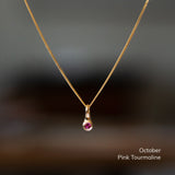 Small Birthstone Drip Pendant in Yellow Gold