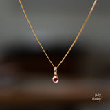 Small Birthstone Drip Pendant in Yellow Gold