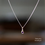 Small Birthstone Drip Pendant in Sterling Silver