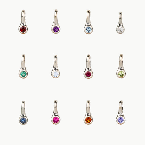 Small Birthstone Drip Pendant in Sterling Silver