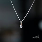 Small Birthstone Drip Pendant in Sterling Silver