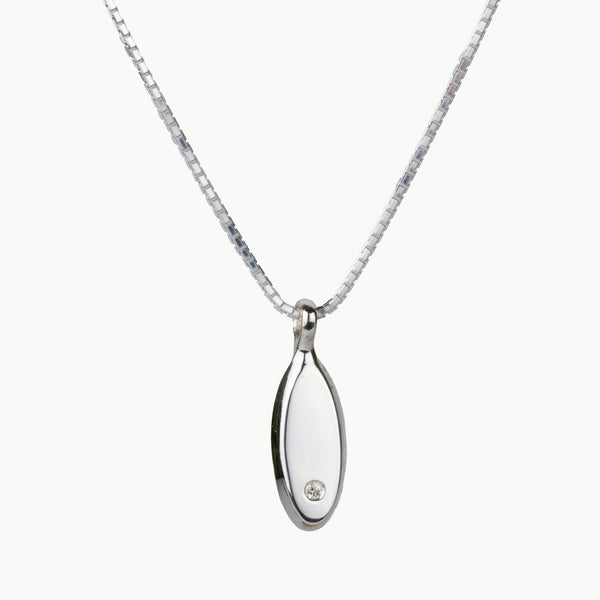 Token Oval Pendant Necklace with Diamond