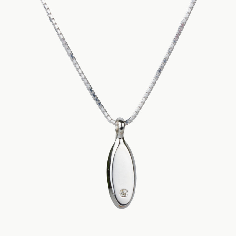 Token Oval Pendant Necklace with Diamond