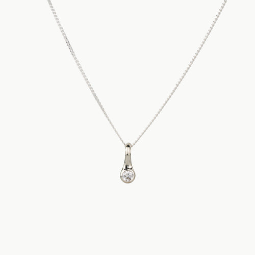 Small Diamond Drip Pendant in Sterling Silver
