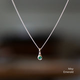 Small Birthstone Drip Pendant in Sterling Silver