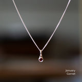 Small Birthstone Drip Pendant in Sterling Silver