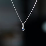 Small Blue Montana Sapphire Drip Pendant in Sterling Silver