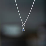 Small Blue Montana Sapphire Drip Pendant in Sterling Silver