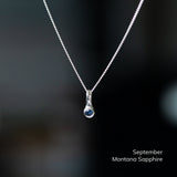 Small Birthstone Drip Pendant in Sterling Silver