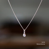 Small Birthstone Drip Pendant in Sterling Silver