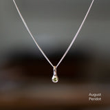 Small Birthstone Drip Pendant in Sterling Silver