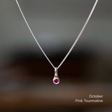 Small Birthstone Drip Pendant in Sterling Silver