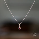 Small Birthstone Drip Pendant in Sterling Silver