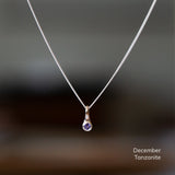 Small Birthstone Drip Pendant in Sterling Silver