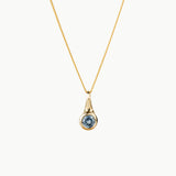 Large Light Blue  Montana Sapphire Drip Pendant in Yellow Gold