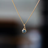 Large Teal  Montana Sapphire Drip Pendant in Yellow Gold