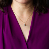 Large Teal  Montana Sapphire Drip Pendant in Yellow Gold