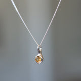 Faceted Citrine Medium Drip Pendant in Silver