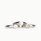 Astra Silver Signet Ring with Engraved Script Letter