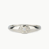 Silver Astra Star Signet Ring with Diamond