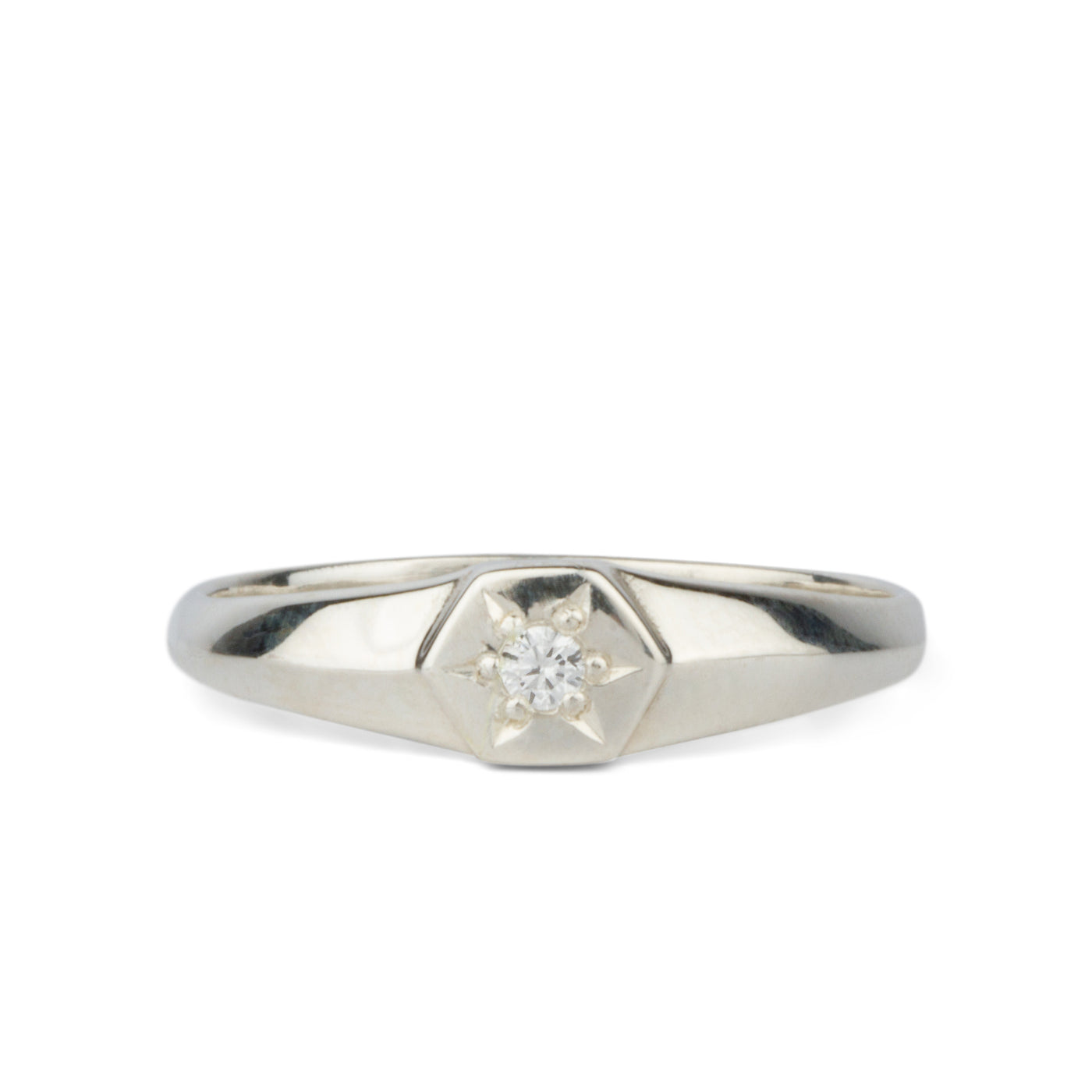 Star Astra Birthstone Signet Ring in Sterling Silver
