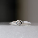 Silver Astra Star Signet Ring with Diamond