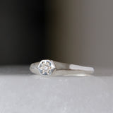 Silver Astra Star Signet Ring with Diamond