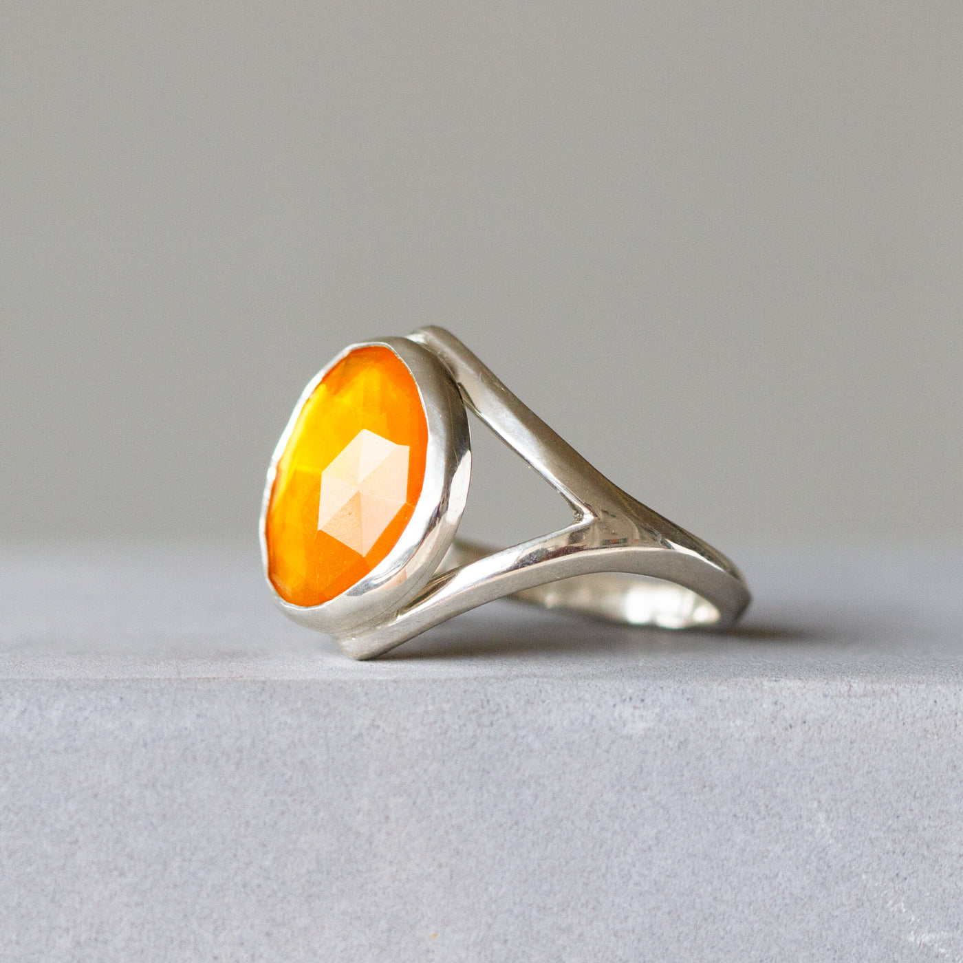 Fire Opal Cleo Ring in Sterling Silver #1 no