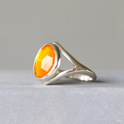 Fire Opal Cleo Ring in Sterling Silver #1 no