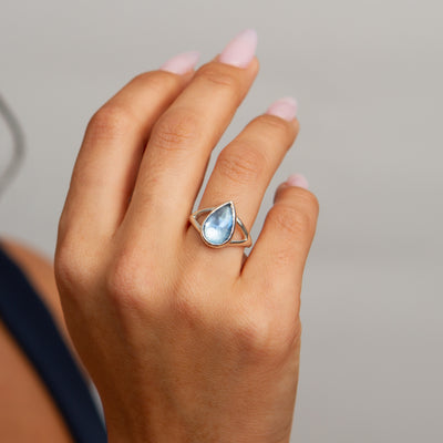 Swiss Blue Topaz Cleo Ring in Sterling Silver #1