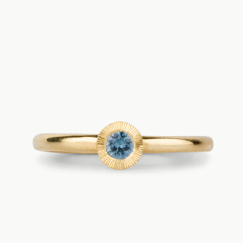 Blue Montana Sapphire Large Aurora Stacking Ring in Yellow Gold