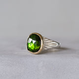 Green Tourmaline Sterling Silver and 14K Yellow Gold Calista Ring side angle