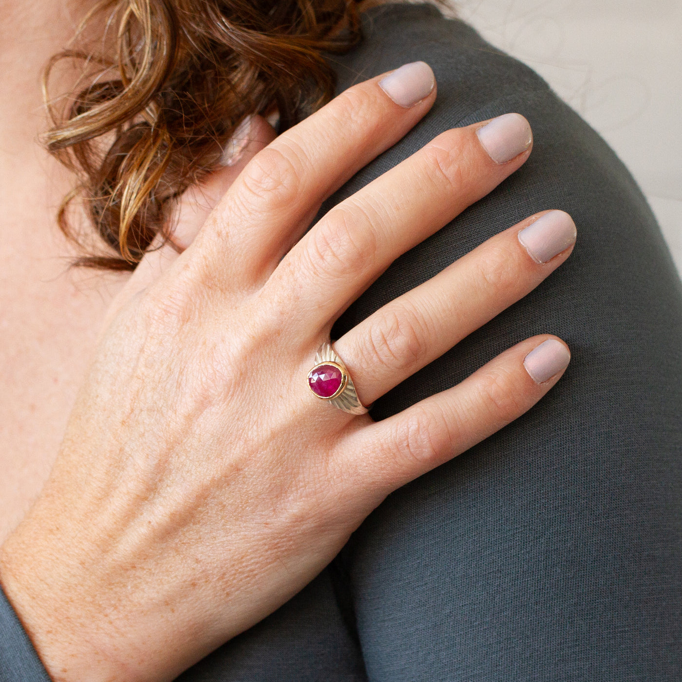 Ruby Sterling Silver and 14K Yellow Gold Calista Ring