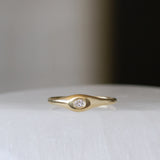 Gold Pebble Signet Ring with Diamond