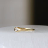 Gold Pebble Signet Ring with Diamond