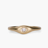 Gold Pebble Signet Ring with Diamond