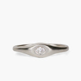Silver Pebble Signet Ring with Diamond