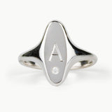 Token Oval Ring with Block Letter Engraving