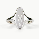 Token Oval Ring with Zodiac Engraving