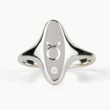 Token Oval Ring with Zodiac Engraving