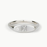 Token Sideways Oval Ring with Zodiac Engraving