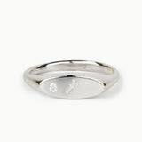 Token Sideways Oval Ring with Zodiac Engraving