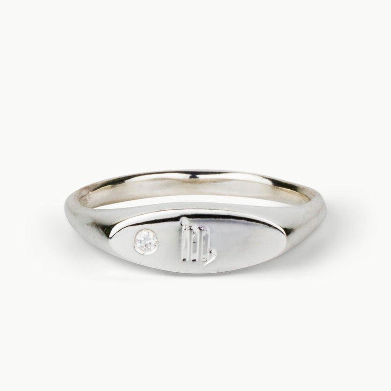 Token Sideways Oval Ring with Zodiac Engraving