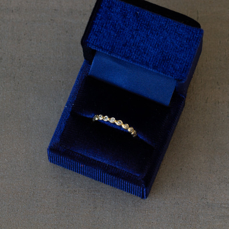 Grey Salt and Pepper Diamond and Gold Droplet Band